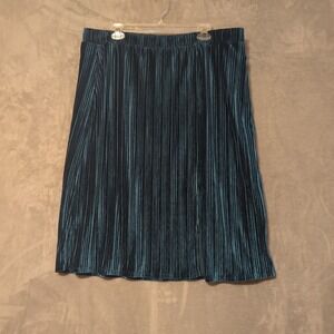 ModCloth 2X Midi Velvet Teal Bohemian Pleated Skirt